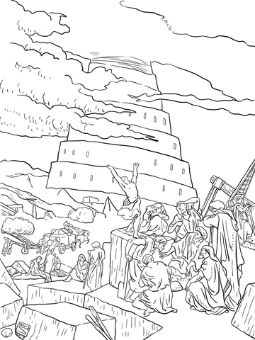 Tower Of Babel And The Confusion Of Tongues Coloring Page